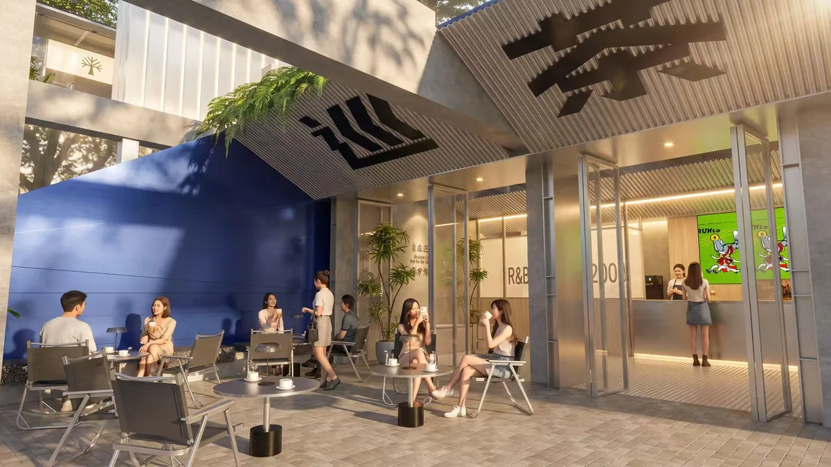 时差市界二期首层品牌展示与咖啡空间效果图
